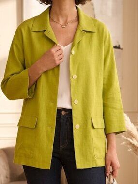 The Works by Saks Fifth Avenue Silk Green Jacket Blazer size 6